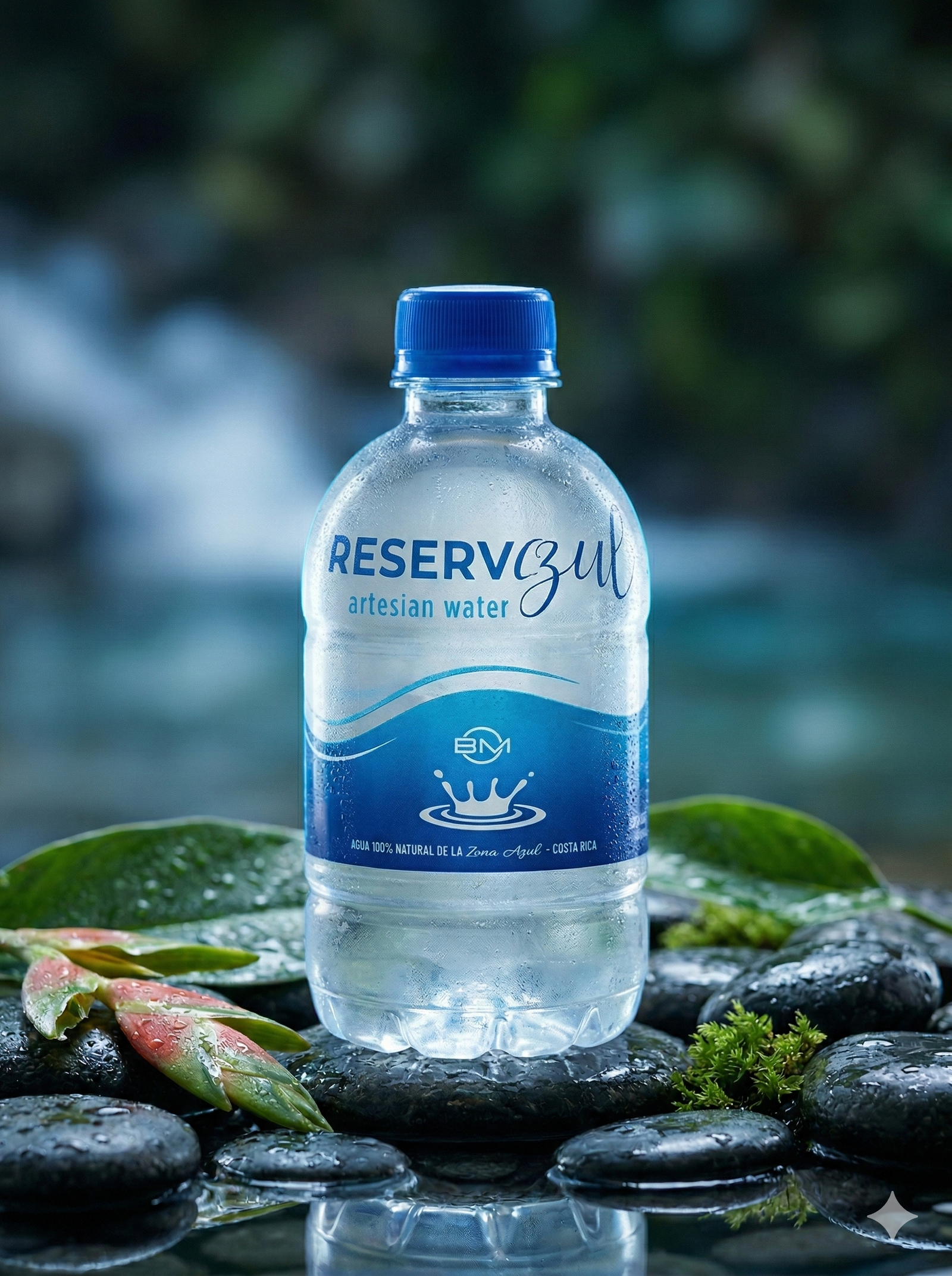 Botella Reserva Azul en entorno natural