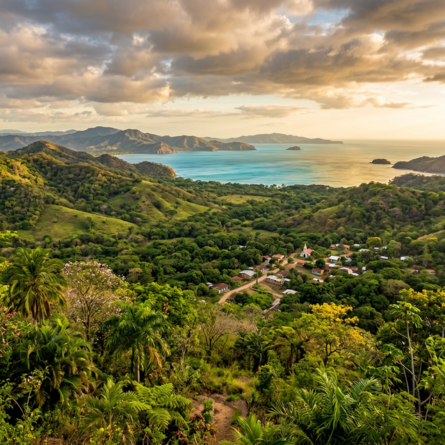 Landscape of Nicoya, Guanacaste — tropical nature and green mountains of Costa Rica
